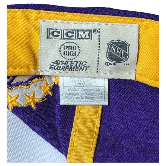 Vintage NHL LA Kings Crown Snapback Hat CCM Purple Gold Cap 100% Wool - Picture 8 of 9